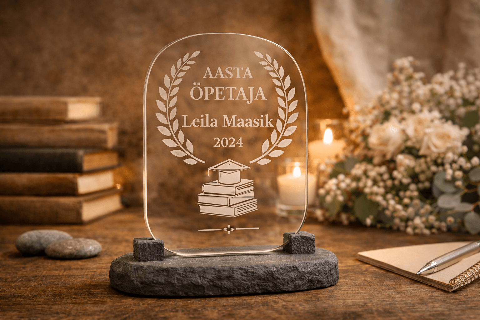 Aasta õpetaja auhind lasergraveeritult Aasta õpetaja auhind lasergraveeritult