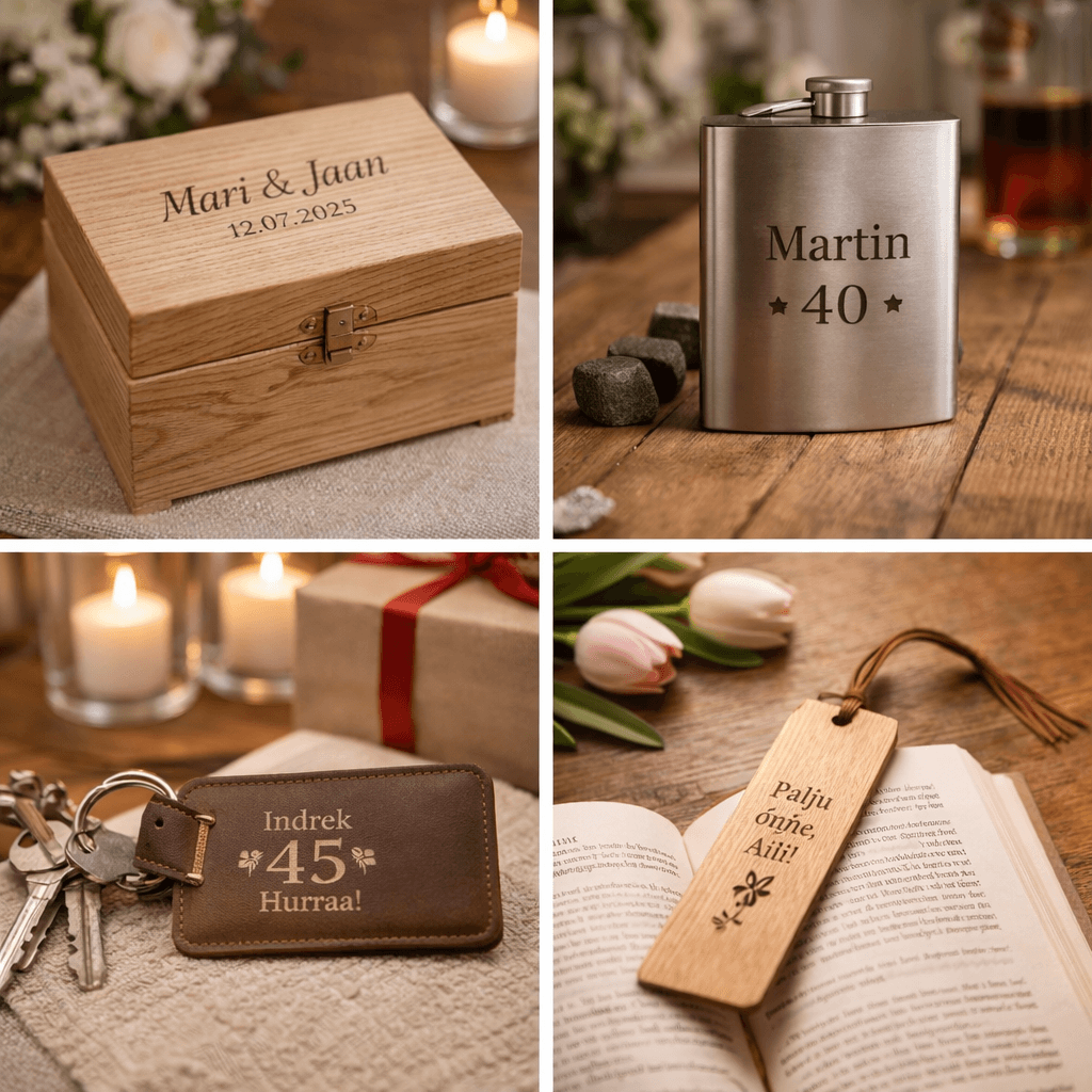 lasergraveeritud meened pulma ja sünnipäeva kingid