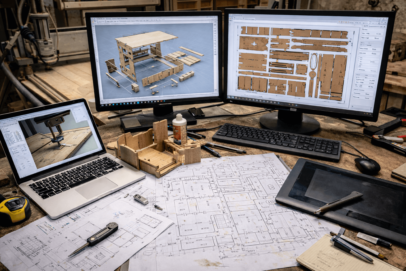 Puutöölised ja mööblimeistrid (CNC- ja käsitöö) CAD/CAM joonised puidutöölistele