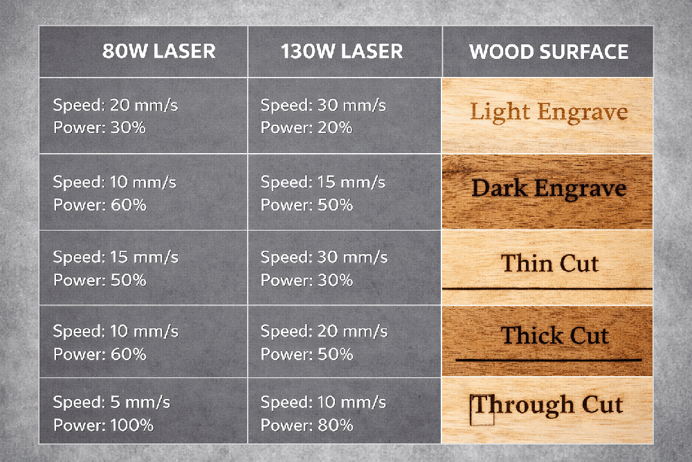 laseri seadistus graveerimiseks Puidu lasergraveerimine